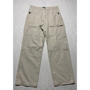 Cherokee Mens Khaki Cargo Pants 34x32 Wide Leg Carpenter Workwear Tan Cotton